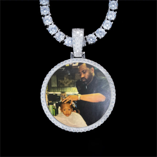 925S & VVS Moissanite 3D Circle Custom Picture Pendant
