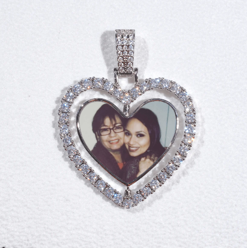 3D Spinning 2-Faced Heart Custom Picture Pendant