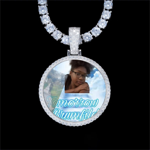 925S & VVS Moissanite 3D Circle Custom Picture Pendant