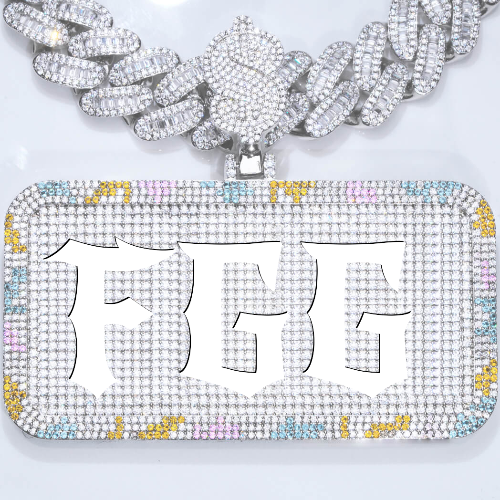 CUSTOM LETTER NECKLACE 3D COLORFUL SQUARE