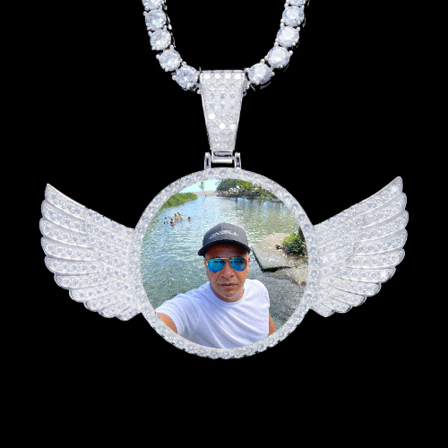 925S & VVS Moissanite 3D Wing Custom Picture Pendant