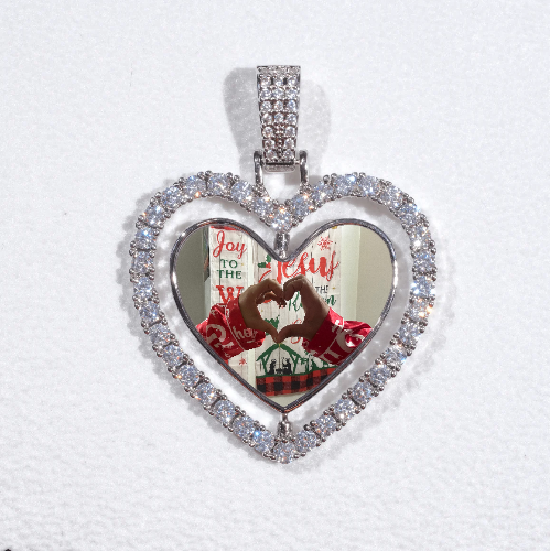 3D Spinning 2-Faced Heart Custom Picture Pendant