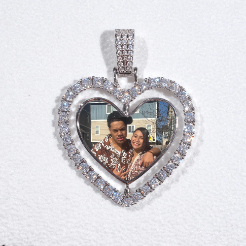 3D Spinning 2-Faced Heart Custom Picture Pendant