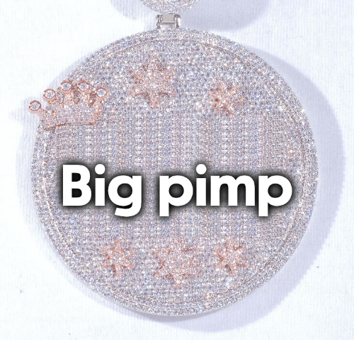 CUSTOM LETTER NECKLACE 3D BIG CROWN DISC