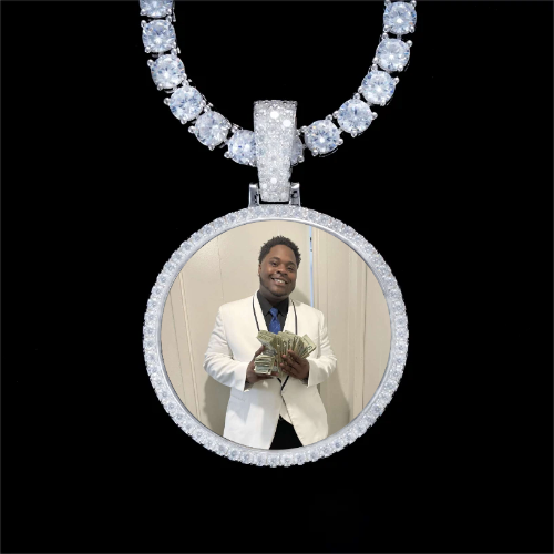 925S & VVS Moissanite 3D Circle Custom Picture Pendant