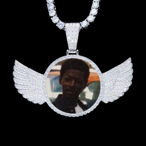 925S & VVS Moissanite 3D Wing Custom Picture Pendant