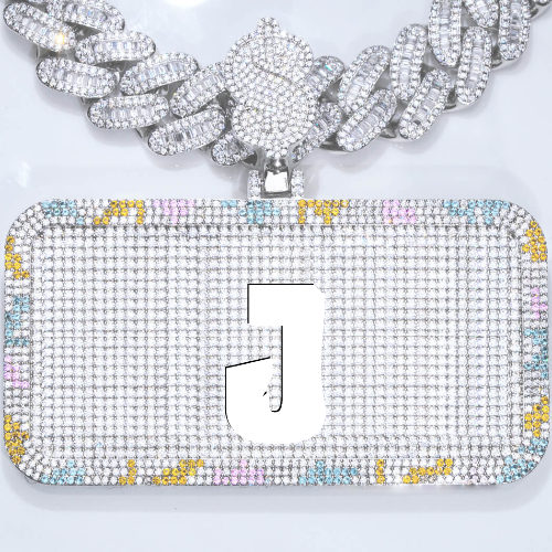CUSTOM LETTER NECKLACE 3D COLORFUL SQUARE