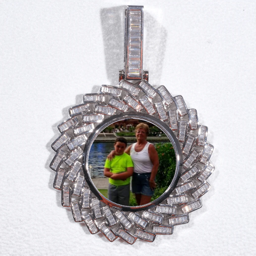Large 3D Baguette Custom Picture Pendant