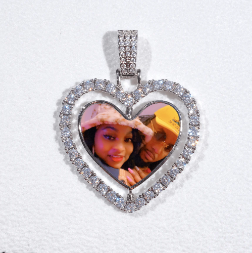 3D Spinning 2-Faced Heart Custom Picture Pendant