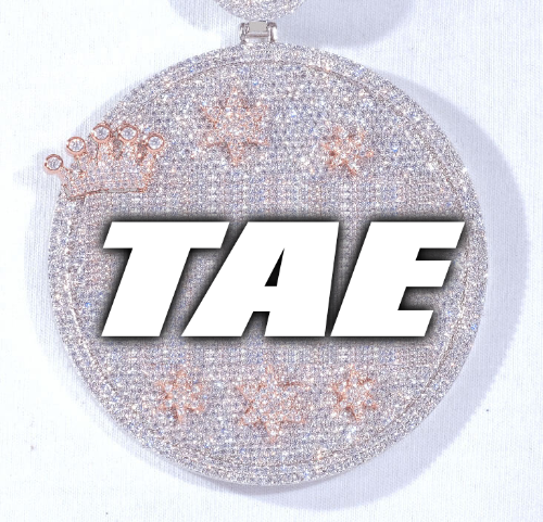 CUSTOM LETTER NECKLACE 3D BIG CROWN DISC