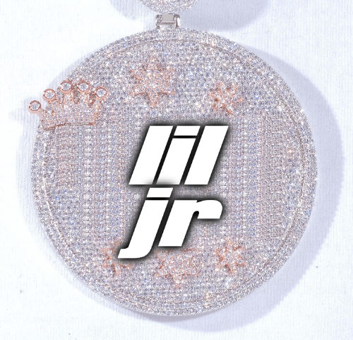 CUSTOM LETTER NECKLACE 3D BIG CROWN DISC
