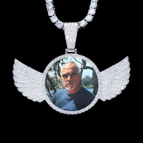 925S & VVS Moissanite 3D Wing Custom Picture Pendant