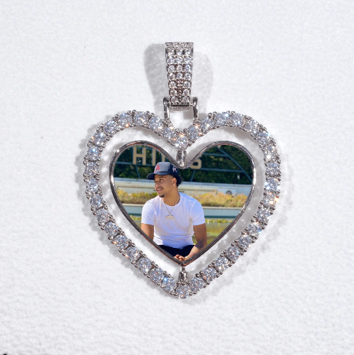 3D Spinning 2-Faced Heart Custom Picture Pendant