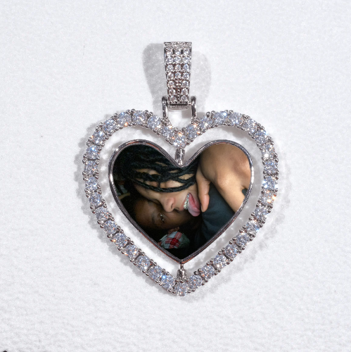 3D Spinning 2-Faced Heart Custom Picture Pendant