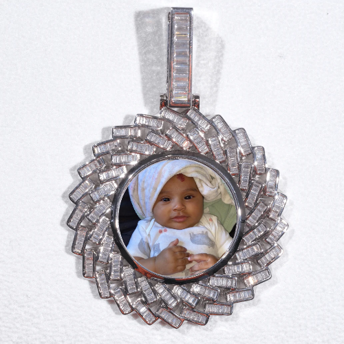 Large 3D Baguette Custom Picture Pendant