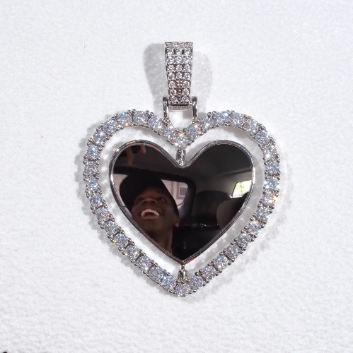 3D Spinning 2-Faced Heart Custom Picture Pendant