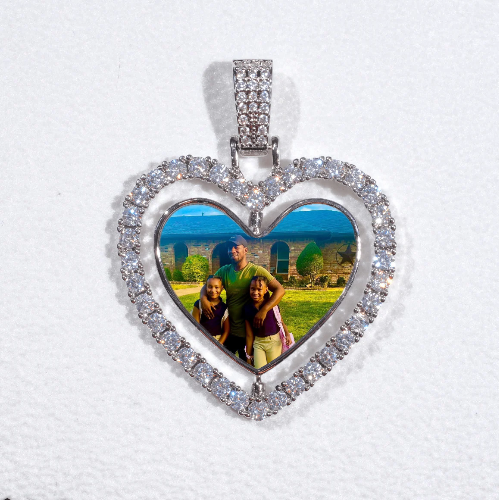 3D Spinning 2-Faced Heart Custom Picture Pendant