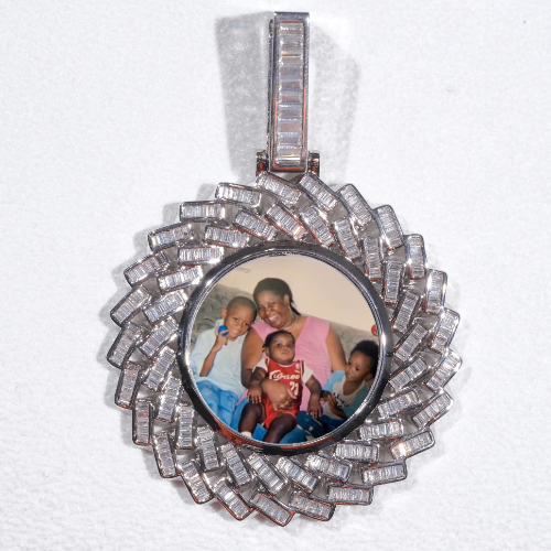 Large 3D Baguette Custom Picture Pendant