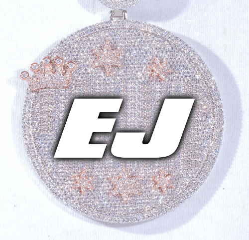 CUSTOM LETTER NECKLACE 3D BIG CROWN DISC