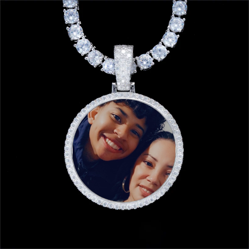 925S & VVS Moissanite 3D Circle Custom Picture Pendant