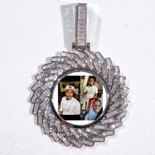 Large 3D Baguette Custom Picture Pendant