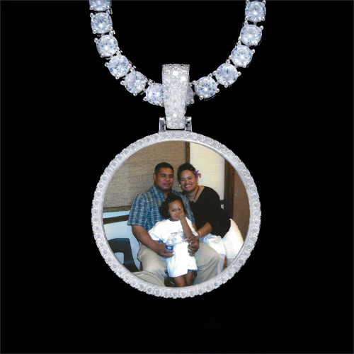 925S & VVS Moissanite 3D Circle Custom Picture Pendant