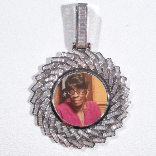 Large 3D Baguette Custom Picture Pendant