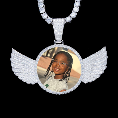 925S & VVS Moissanite 3D Wing Custom Picture Pendant