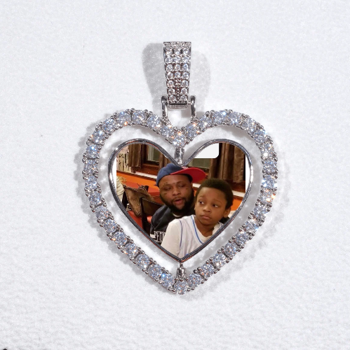 3D Spinning 2-Faced Heart Custom Picture Pendant