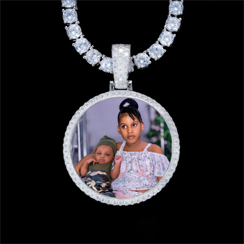 925S & VVS Moissanite 3D Circle Custom Picture Pendant