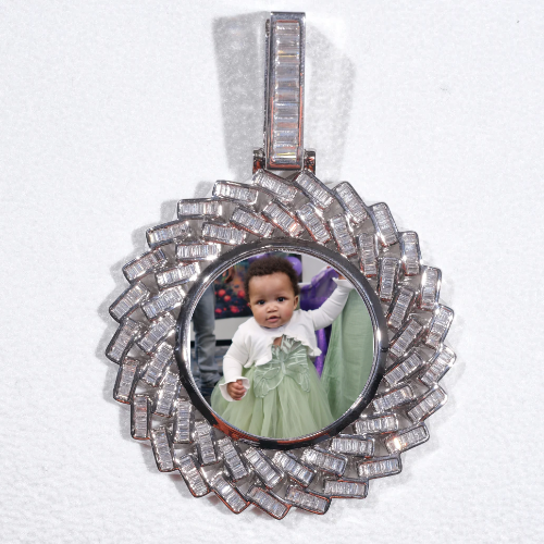 Large 3D Baguette Custom Picture Pendant