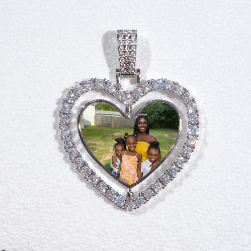3D Spinning 2-Faced Heart Custom Picture Pendant