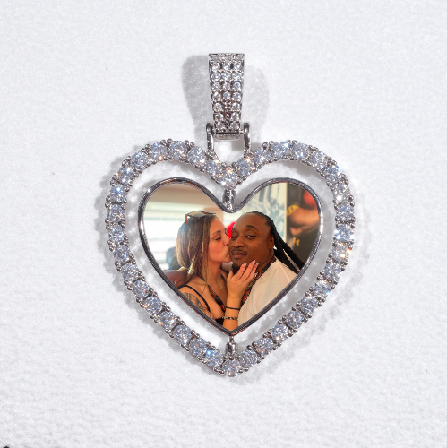 3D Spinning 2-Faced Heart Custom Picture Pendant