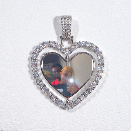 3D Spinning 2-Faced Heart Custom Picture Pendant