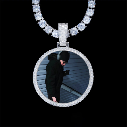 925S & VVS Moissanite 3D Circle Custom Picture Pendant