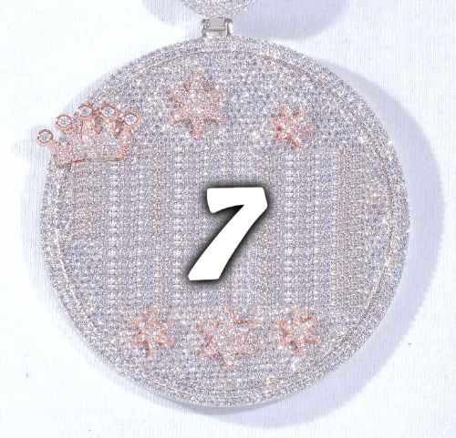 CUSTOM LETTER NECKLACE 3D BIG CROWN DISC