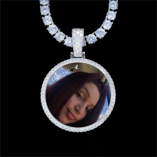 925S & VVS Moissanite 3D Circle Custom Picture Pendant