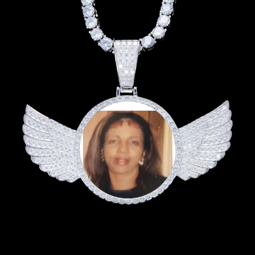 925S & VVS Moissanite 3D Wing Custom Picture Pendant