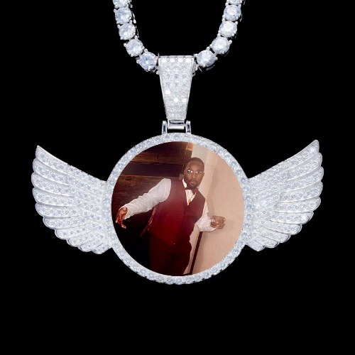 925S & VVS Moissanite 3D Wing Custom Picture Pendant