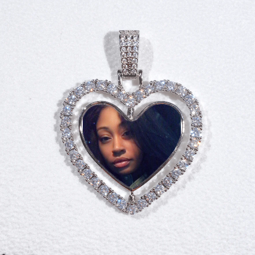 3D Spinning 2-Faced Heart Custom Picture Pendant