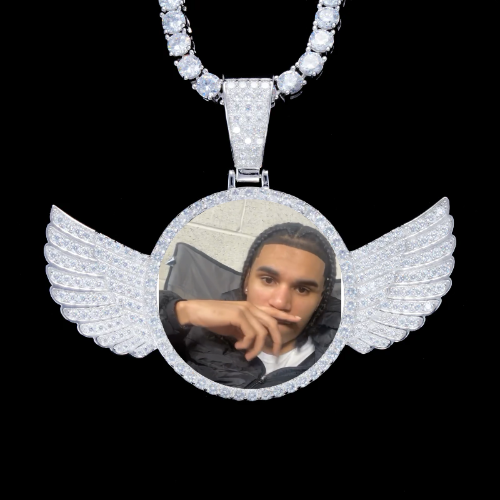 925S & VVS Moissanite 3D Wing Custom Picture Pendant