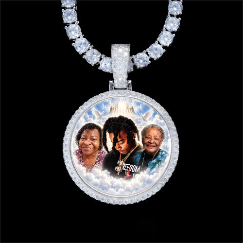 925S & VVS Moissanite 3D Circle Custom Picture Pendant