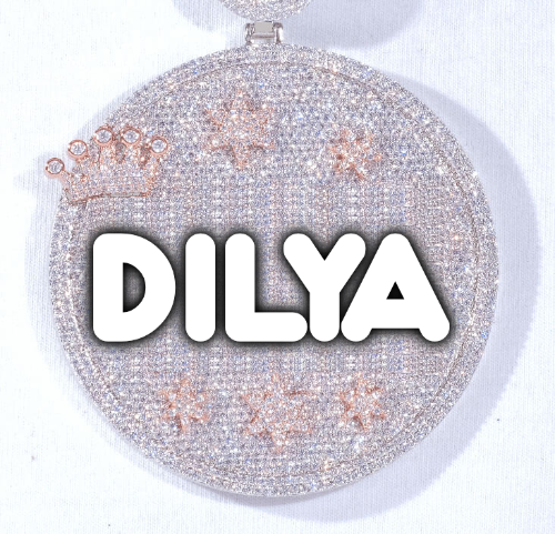CUSTOM LETTER NECKLACE 3D BIG CROWN DISC