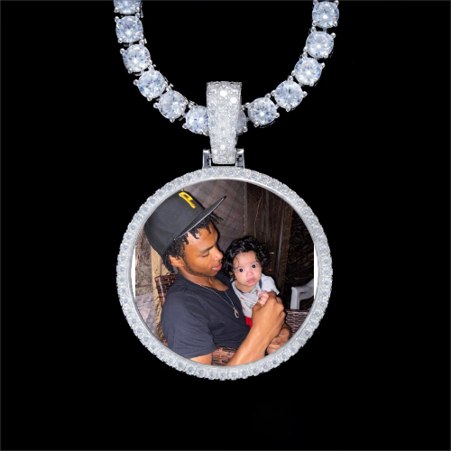 925S & VVS Moissanite 3D Circle Custom Picture Pendant
