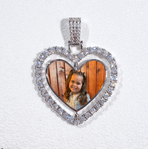 3D Spinning 2-Faced Heart Custom Picture Pendant