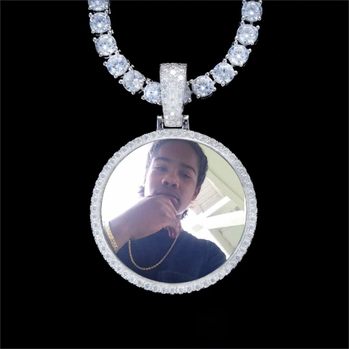 925S & VVS Moissanite 3D Circle Custom Picture Pendant