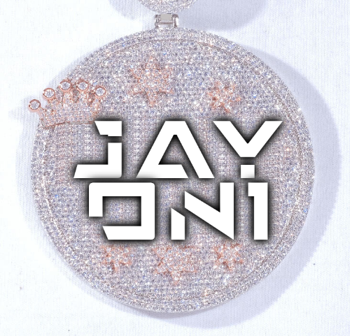 CUSTOM LETTER NECKLACE 3D BIG CROWN DISC
