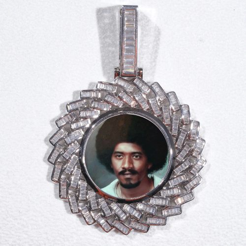 Large 3D Baguette Custom Picture Pendant