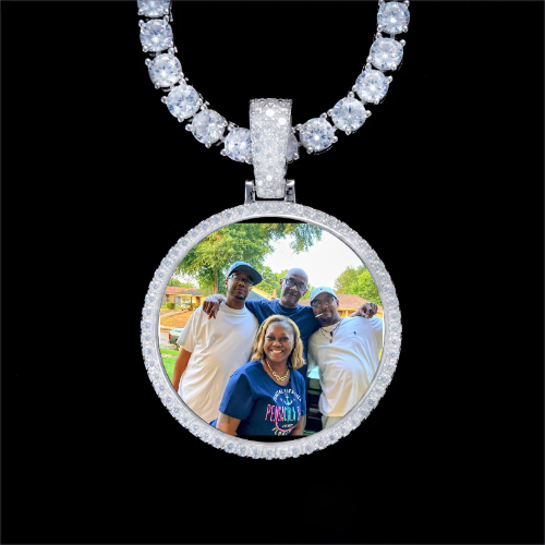 925S & VVS Moissanite 3D Circle Custom Picture Pendant