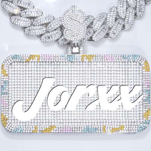 CUSTOM LETTER NECKLACE 3D COLORFUL SQUARE